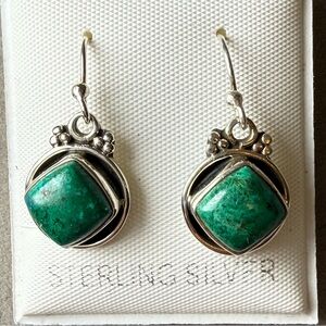 925 Silver and Green Earrings